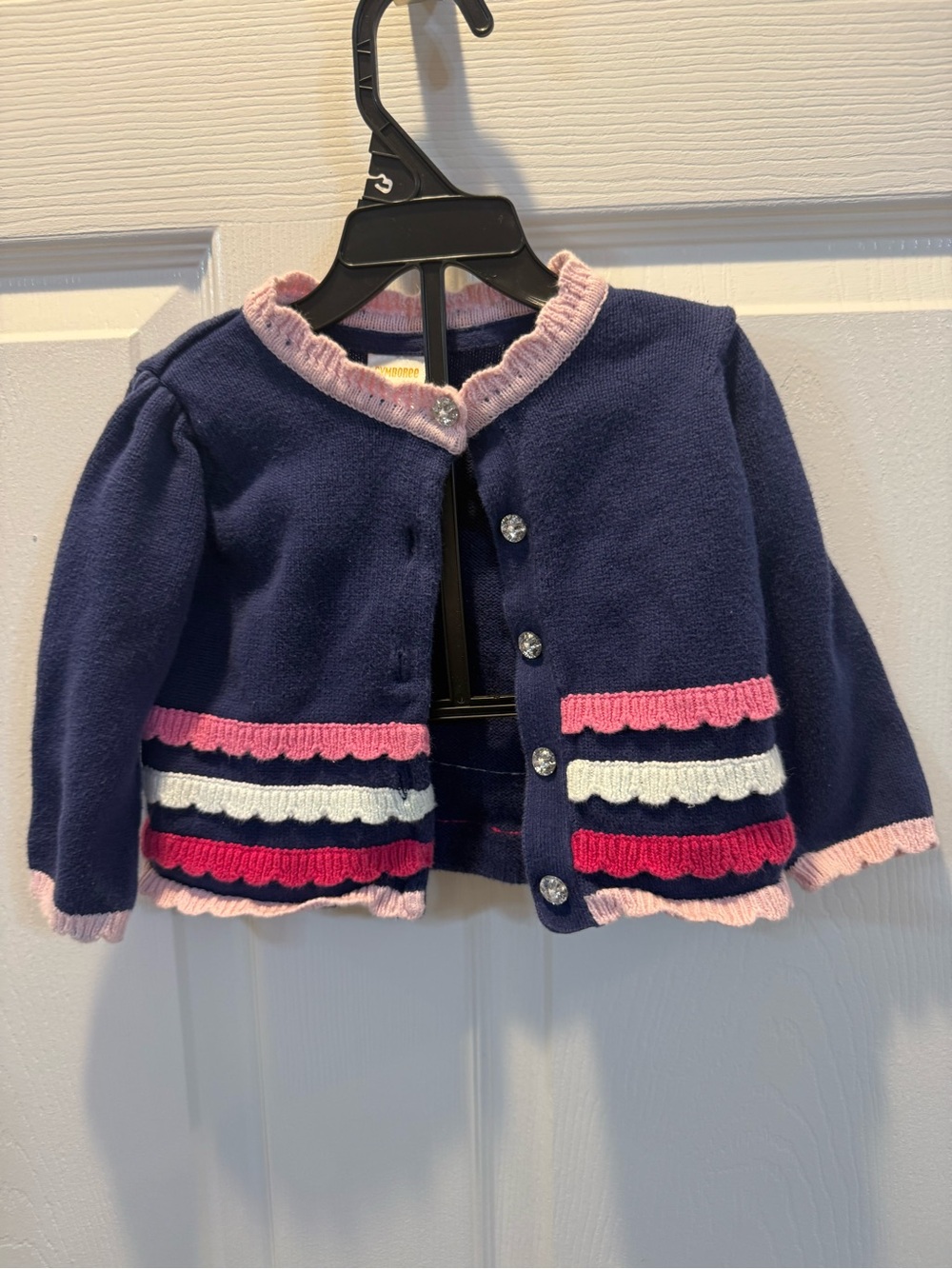 Gymboree Navy Cardigan with Pink & White Trim